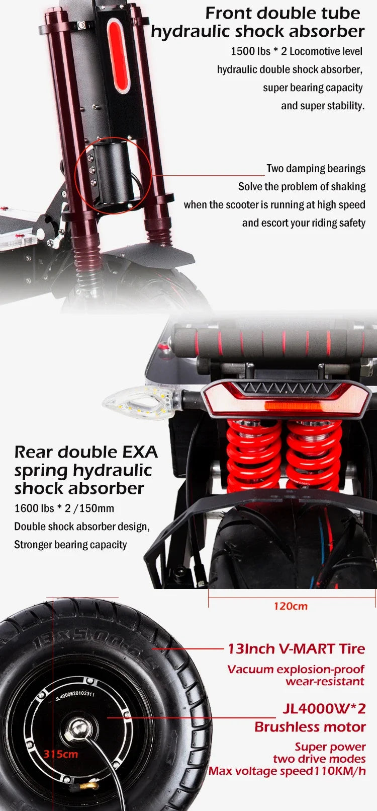 Dual Motor 10000W Top Electric Scooter 14 Inch Oversized Off-Road Tyres 72V-40AH Panasonic Brand Battery Maximum Speed 120KM/H