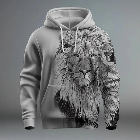 2024 Funny 3D Lion Printed Hoodies For Men Fashion Loose Sweatshirts Street Trend Harajuku Men's Clothes Autumn New Pullover - Lootquake