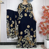 2024 Latest Muslim Sets Women Clothing Cotton Floral Loose Dashiki Long Dress African Abaya Dubai Traditional Islamic Clothing
