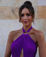Hanging Neck Strap Split Long Dress Women Wrap Chest Backless High Waisted Slim Fit Robes Summer Chic Female Streetwear Vestido - Lootquake