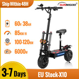 6000W Powerful Electric Scooter 60V 38Ah Max Speed 85km/h 100kmRange 11'' Tires Dual Shock Absorbing Folding EScooter for Adults