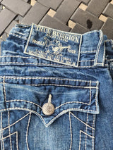 American Retro Jeans Y2K Men Women Harajuku Hip Hop Gothic Retro Pocket Embroidered Blue Baggy Jeans Low Waist Wide Leg Trousers - Lootquake