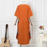 Plus Size 5XL VONDA 2024 Bohemian Printed Long Dress Summer Women V-Neck Short Sleeve Maxi Sundress Casual Pockets Loose Robe - Lootquake