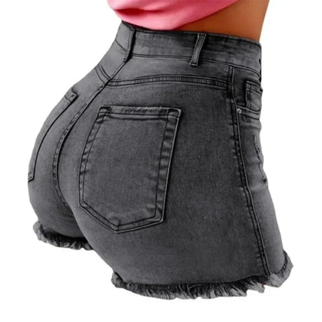 High Waist Hot Pants Women's Jeans Available in Multiple Colors Women's Denim Stretch Shorts Stretch Tassel Distressed - Lootquake