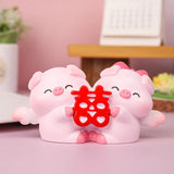 Crafts Resin Couple Piggy Ornament Cute Cartoon Pig Statue Creative Lovely Animal Sculpture Office