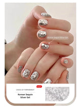 Esmalte de uñas en gel con lentejuelas brillantes y luz brillante de 8 g, esmalte semipermanente UV LED, exclusivo para salón de uñas de mujer.