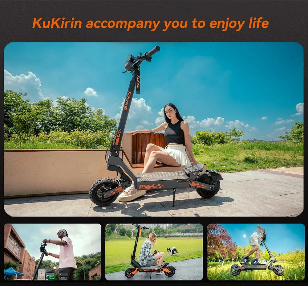 KuKirin G2 Folding Electric Scooter 800W Brushless Motor 10 Inch Vacuum Off-Road Tire EScooter 48V 15AH Battery Max Speed 45km/h