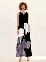 2024 New Summer Women's Sleeveless V-neck Printed Sexy Long Dress for Cross Border Trade in Europe and America - Lootquake