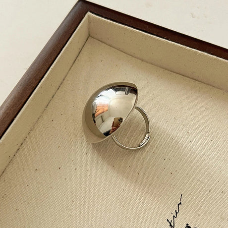 New Trendy Metal Glossy Ball Shape Ring for Women Men Europe America Round Semicircle Personality Hip-Hop Punk Jewelry Accessory - Lootquake