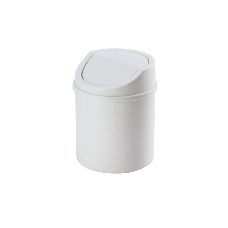 Mini Desktop Bin Small Trash Can Tube With Cover Bedroom Trash Can Garbage Can Clean Workspace Storage Box Home Desk