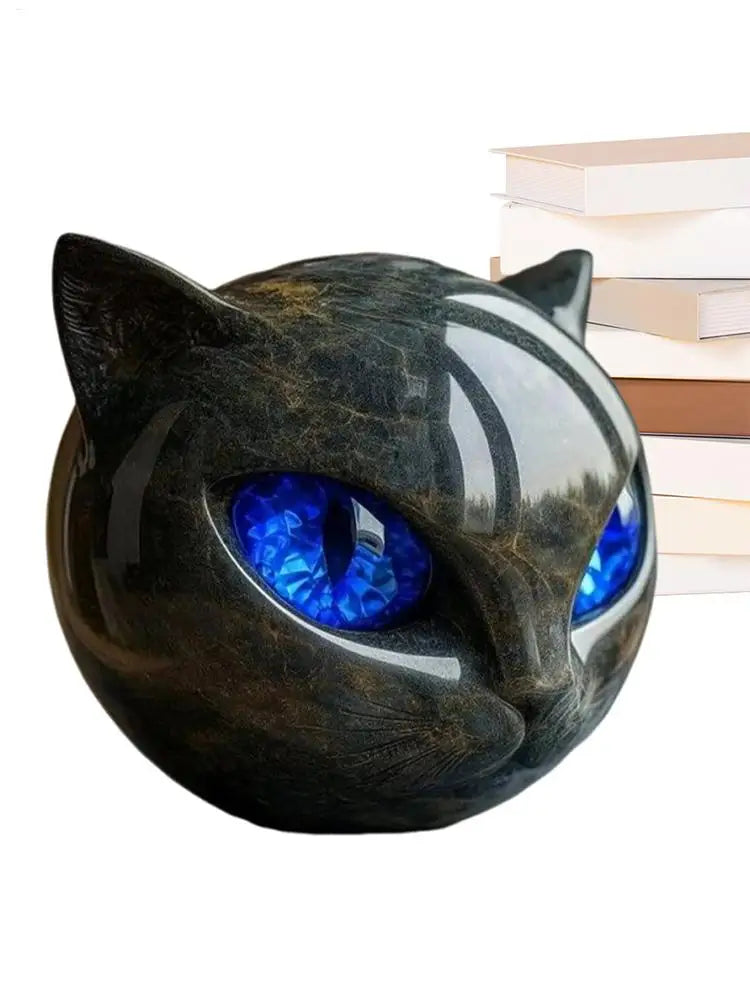 Sculpture en pierre de chat noir de luxe, sculpture en pierre de chat noir, statues de chat, décoration d'intérieur pour bureau, Halloween, chambre à coucher, bibliothèque