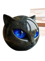 Sculpture en pierre de chat noir de luxe, sculpture en pierre de chat noir, statues de chat, décoration d'intérieur pour bureau, Halloween, chambre à coucher, bibliothèque