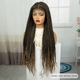 36" Burgundy Knotless Box Braids Wig | 9x6 Lace Front | Baby Hair