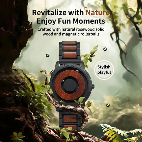 EUTOUR-Men's Solid Wood Magnetic Watch Luxury Sports Quartz Waterproof Watch Original Fashion Business Casual Watch - Lootquake