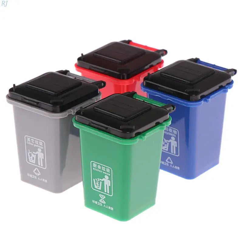 1:12 Dollhouse Mini Trash Can Garbage Truck Cans Curbside Vehicle Garbage Separation Bin Storage Box Home Desk Dustbin