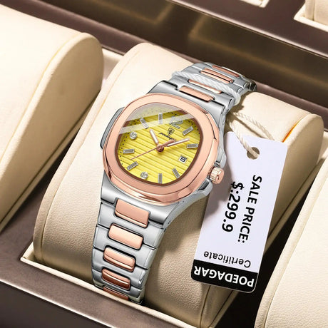POEDAGAR Luxury Square Watch For Woman Luminous Waterproof Date Ladies Watch Elegant Women's Quartz Watches Simple Female Clock - Lootquake