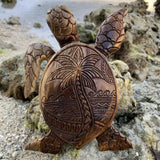 Sea Turtle Shaped Resin Statue,Wooden Hand Carved Turtle Tortoise Statue,Seaside Tropical Sea Turtle Decor for Bathroom Decor