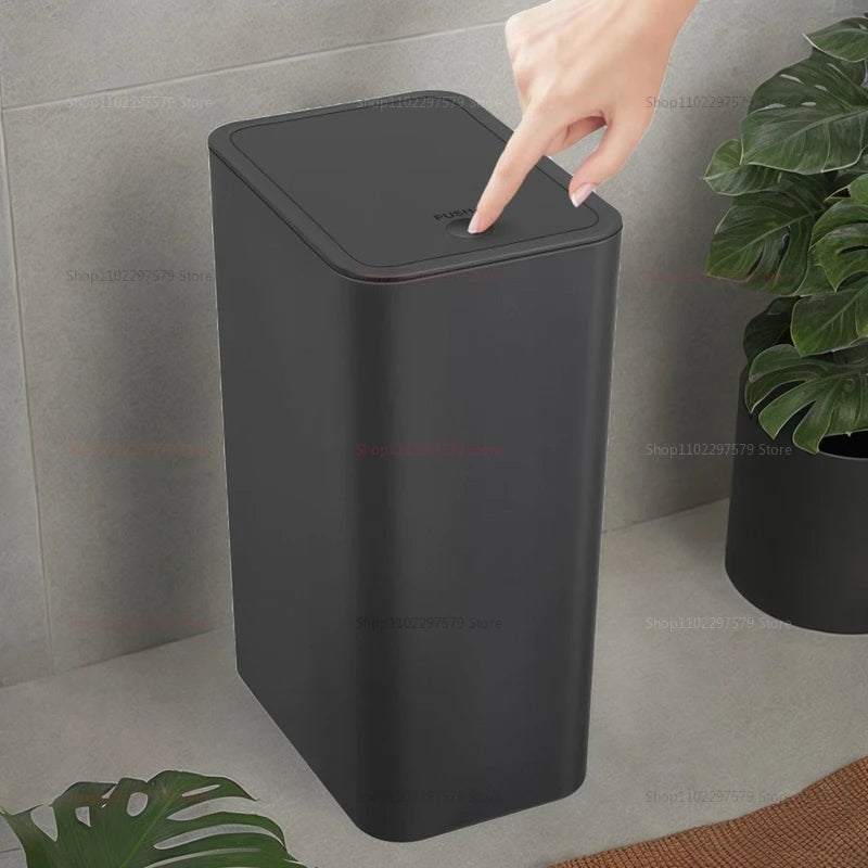 Papelera nórdica con tapa de un solo toque, de plástico, de gran capacidad, a prueba de olores, para baño, cocina, inteligente.