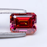 Moissanite Stone Emerald Cut Watermelon Red Color Lab Grown Gemstone Diamond Charms Woman Jewelry Making With GRA Certificate - Lootquake