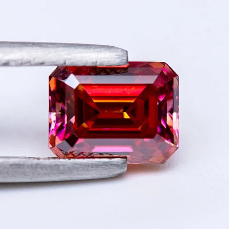 Moissanite Stone Emerald Cut Watermelon Red Color Lab Grown Gemstone Diamond Charms Woman Jewelry Making With GRA Certificate - Lootquake