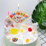 Bougies surprises, bougies créatives pour joyeux anniversaire avec bannière en forme d'éventail, décoration de gâteau amusante, bougies décoratives de fête