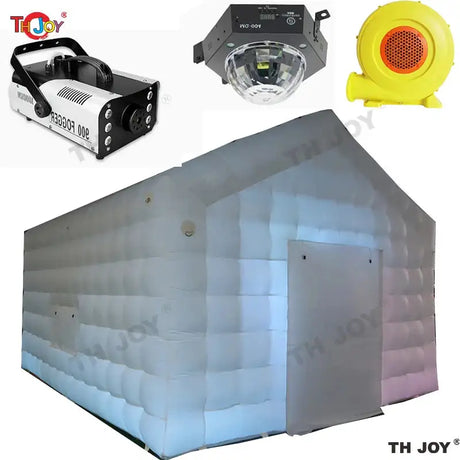 8x6m Black Inflatable Nightclub Tent with Disco Light N Fog Machine Portable Carnival Inflatable Party Tent House - Lootquake