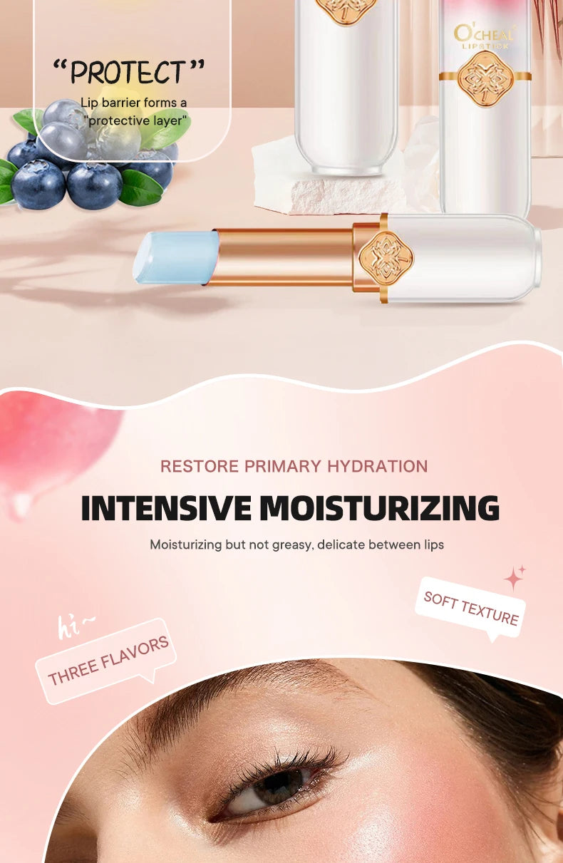 Fruit flavored moisturizing lipstick, neutral and natural, lip care, used to moisturize and prevent dryness, care for lip skin