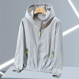 2023 Summer Men's Windbreaker Big Size Sun Protection Clothing Korean Style Ultra-thin Streetwear Zipper Hooded Jackets Man - Lootquake