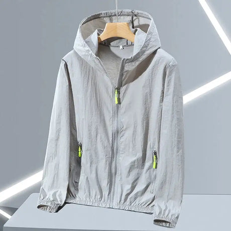 2023 Summer Men's Windbreaker Big Size Sun Protection Clothing Korean Style Ultra-thin Streetwear Zipper Hooded Jackets Man - Lootquake