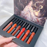 Fashion 6 Pcs Matte Waterproof Velvet Nude Lipstick Sexy Red Brown Moisturizing Pigments Lip Makeup Long Lasting Summer Cosmetic