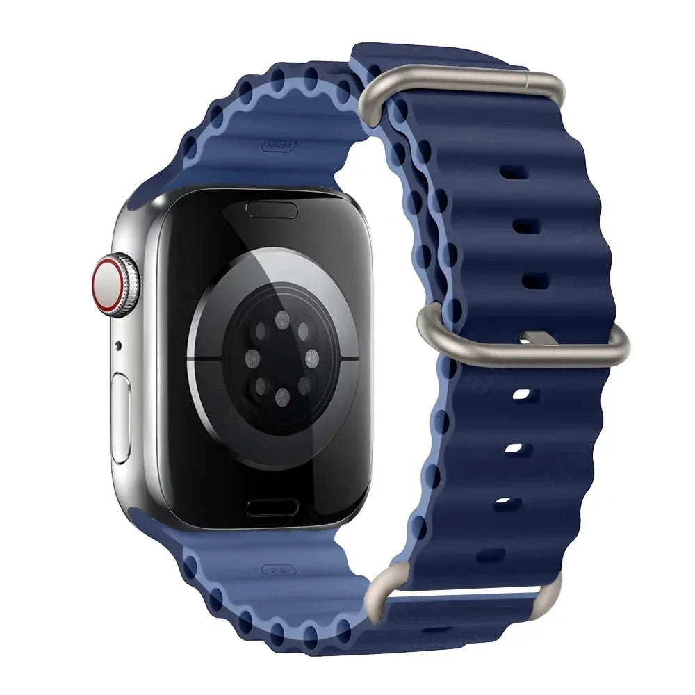 Silicone Strap For watch band 44mm 40mm 49mm 45mm 41mm 38mm accessorie correa bracelet iWatch Ultra 2 series 7 6 5 se 8 9 - Lootquake
