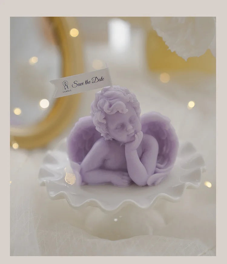 Vela perfumada con forma de ángel para decoración de habitación, estilo nórdico, que alivia la fatiga y crea un ambiente festivo para bodas y cumpleaños.