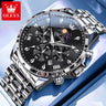OLEVS 3653 Men Watch Luxury Brand Quartz Watch Multi functional Automatic Date Timer Watch Waterproof Luminous Moonphase Watch - Lootquake