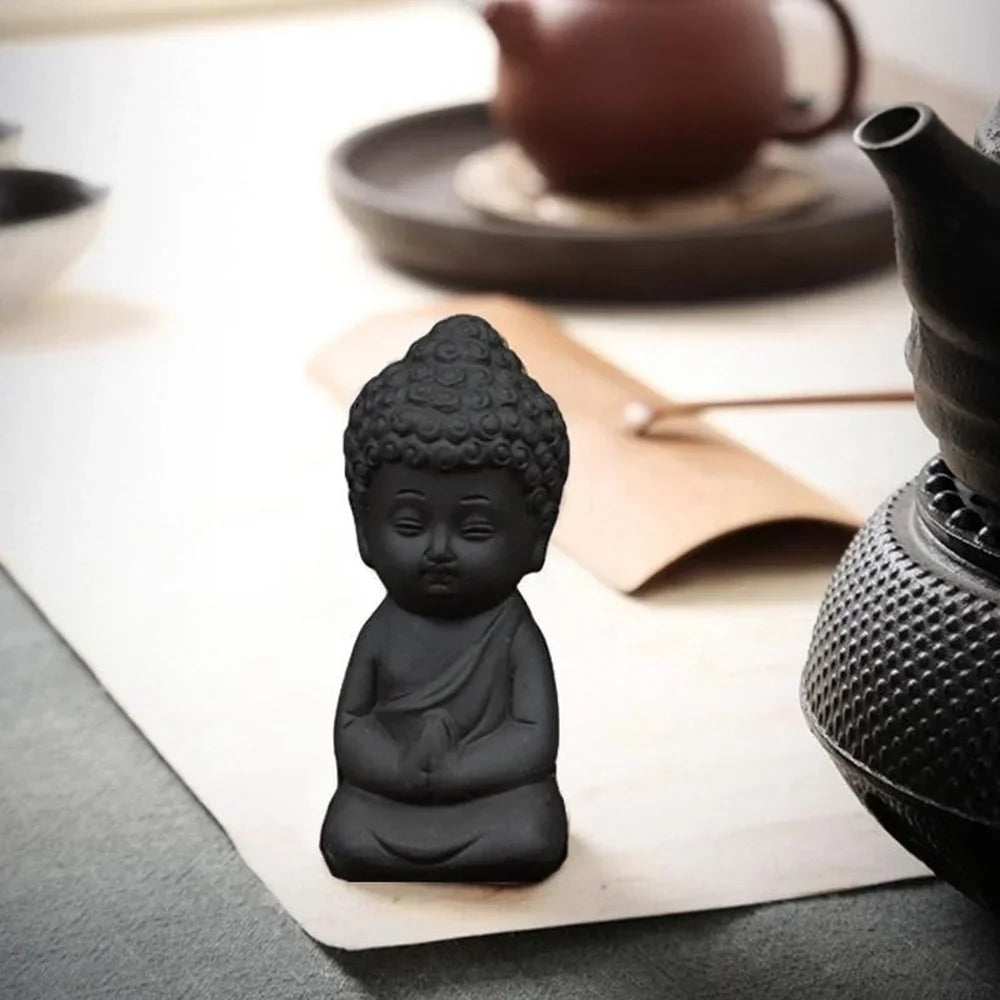 Meditating Baby Buddha Statue Buddha Figurine Decor Zen Monk Sculpture Jardin Lawn Sitting Buddha Tea Pet Ornament