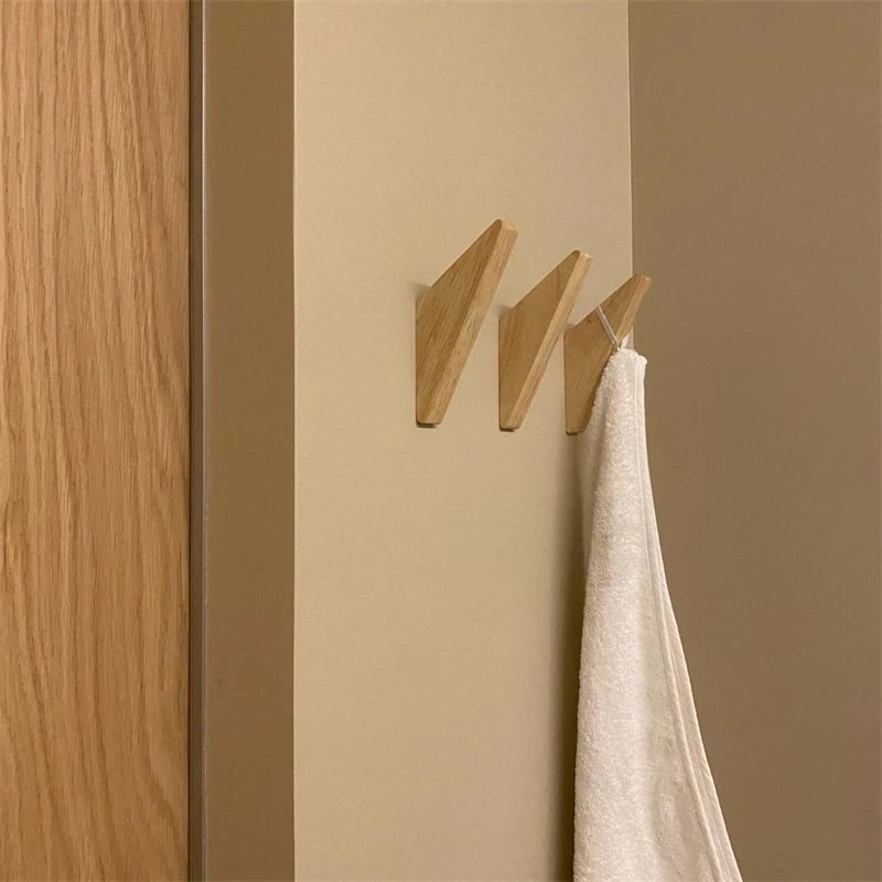 Natural Wood Clothes Hanger Wall Hanging Coat Hook Decorative Key Holder Hat Scarf Handbag Storage Hanger Bathroom Rack Hook
