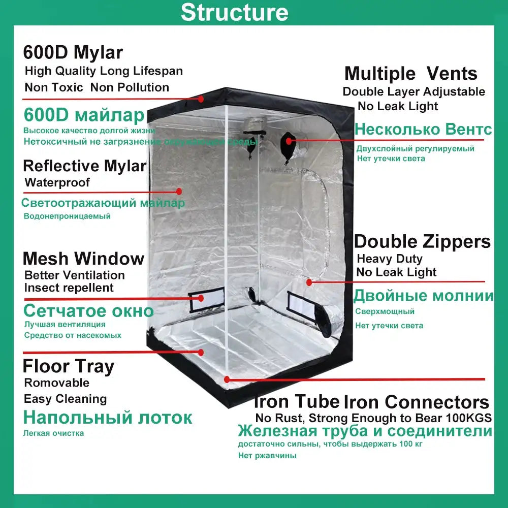 BEYLSION Hot Sell GrowBox Growing Tent 600D Growth Room Box For Indoor Plants Growing Home Greenhouse Tent Growing Plants - Lootquake