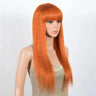 180% Density Ginger Straight Human Hair Wig with Bangs | Full Machine Made Brazilian Hair for Cosplay & Daily Wear