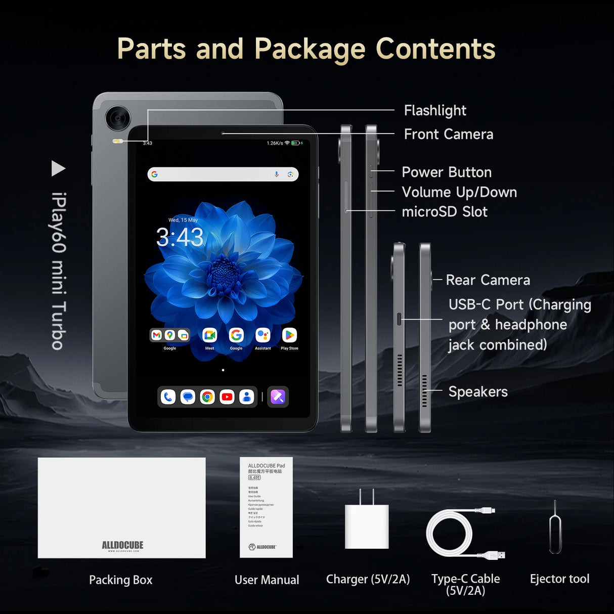 Tablette Alldocube iPlay60 Mini Turbo 8,4 pouces Snapdragon 6Gen 1 Android 14 8 Go + 8 Go de mémoire virtuelle RAM + 128 Go de ROM Widevine L1