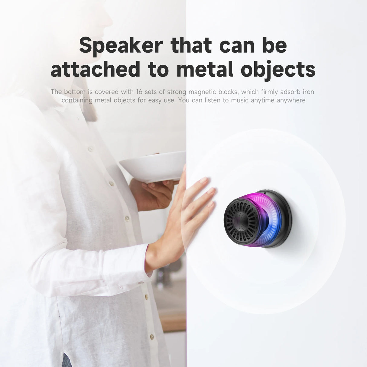 Wireless Bluetooth speaker Gift Magnetic bracket portable High-sound quality TWS interconnected LED color light mini speaker