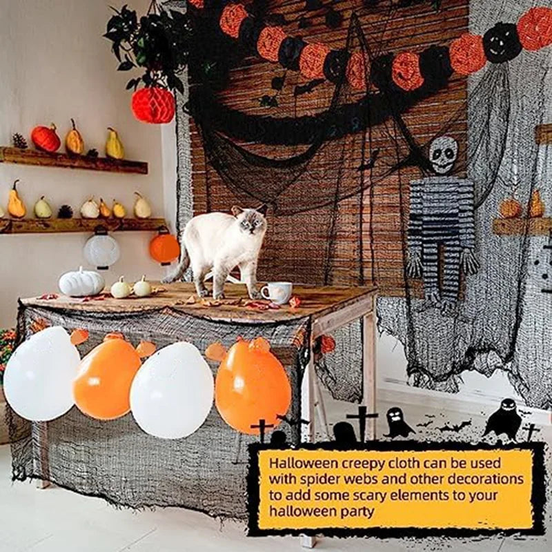 Halloween Creepy Cloth Halloween Black Spooky Scary Creepy Gauze Cloth Decor Creepy Cloth Halloween Decorations Durable
