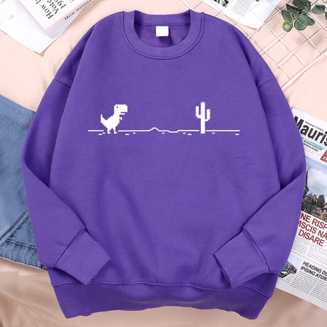 Network Malfunction Little Dinosaur Sweatshirts Men Women Casual Hoody Hip Hop Comfortable Streetwear Loose Warm Clothes Hoodies - Lootquake