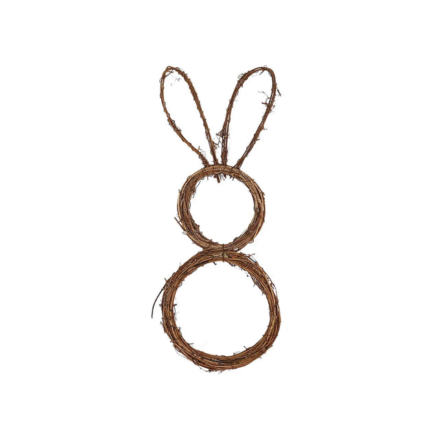 Easter Rattan Circle Bunny Wreath Rabbit Shaped Vine Branch DIY Craft Wreath For Front Door Wall Holiday Decor - Lootquake
