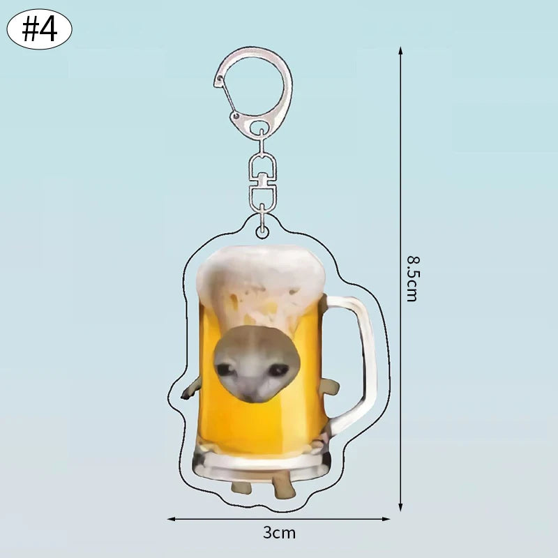 Funny Banana Cat Key Chain Creative Acrylic Happy Cats Schoolbag Pendant Bag Accessories DIY Mobile phone Lanyard Student Gift - Lootquake