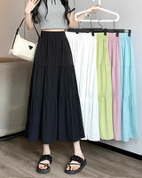 Spring 2024 New Women's Petite Black Umbrella Skirt High-waisted A- line White Dress Long Dress Drape Sense - Lootquake