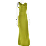 Sibybo Fashion Elegance Sleeveless Backless Long Dress Basics Solid Color Skinny Robe 2024 Temperament Women Club Party Dresses - Lootquake