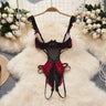 Red Christmas Sexy Lingerie Shawl Set Halter Jumpsuit Lace-up Cosplay Costume New In Women Clothes Skinny Bodysuit Suit Hotsweet - Lootquake