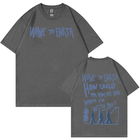 Vintage Wave To Earth Music Album Print T Shirt Men Women Casual Harajuku Fashion T-shirts Hip Hop Oversized T-shirt Streetwear - Lootquake