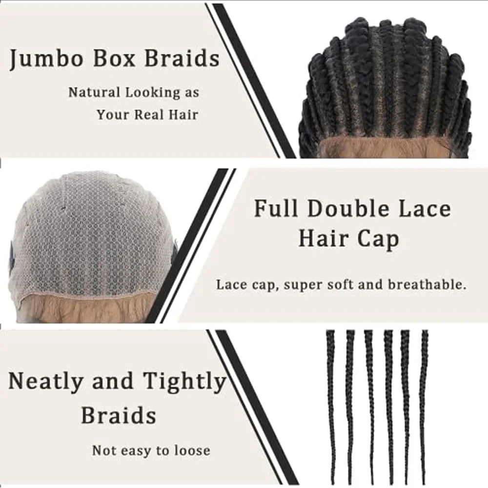 36" Cornrow Braided Wig | Full Lace Frontal | With Baby Hair | For Black Women