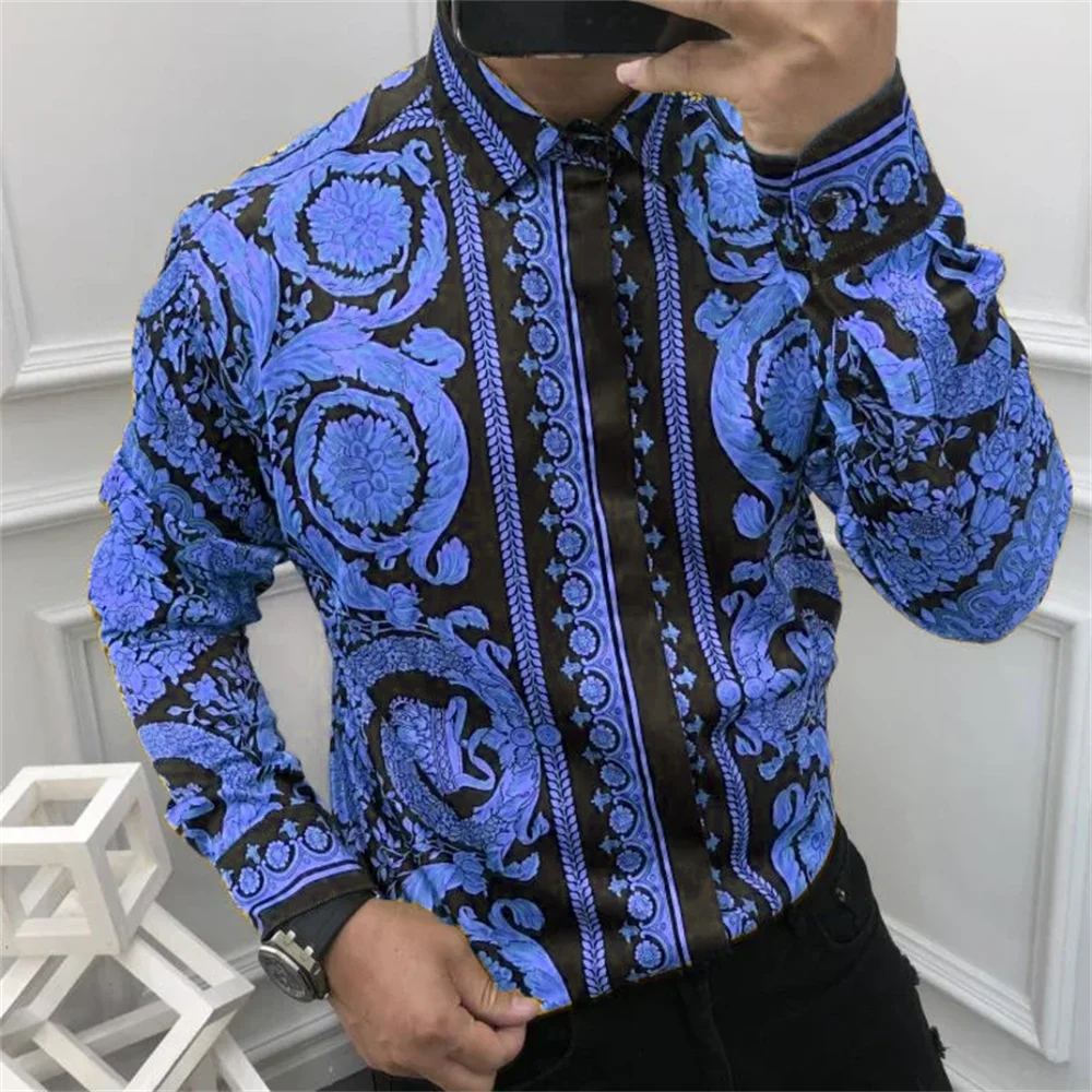 Summer Luxury Mens Button Down Shirts Royal Mens Shirts Casual Slim Fit Soft Smooth Fashion Large Size Luxury Party Shirts