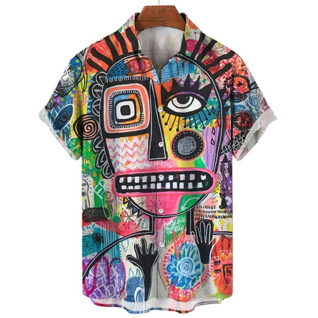 Hawaiian Three-Dimensional Eye Fashion Shirts For Men 3d Print Casual Short Sleeved Summer Tops Funny Clothes For Man Clothing - Lootquake